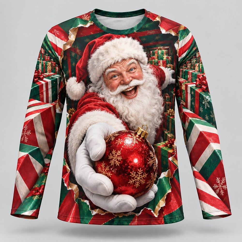 Men's Santa Claus Festive Long Sleeve Tee