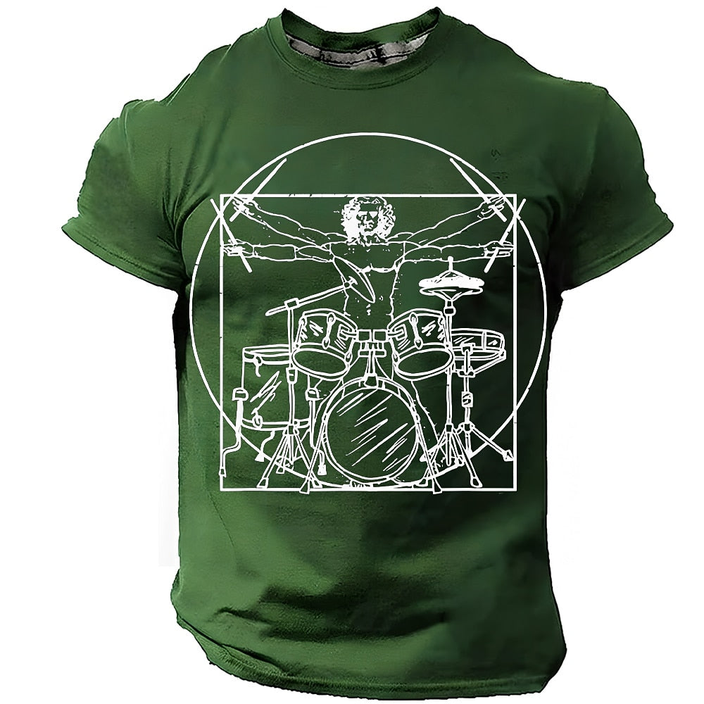 Men's Vitruvian Drummer Parody Graphic Tee