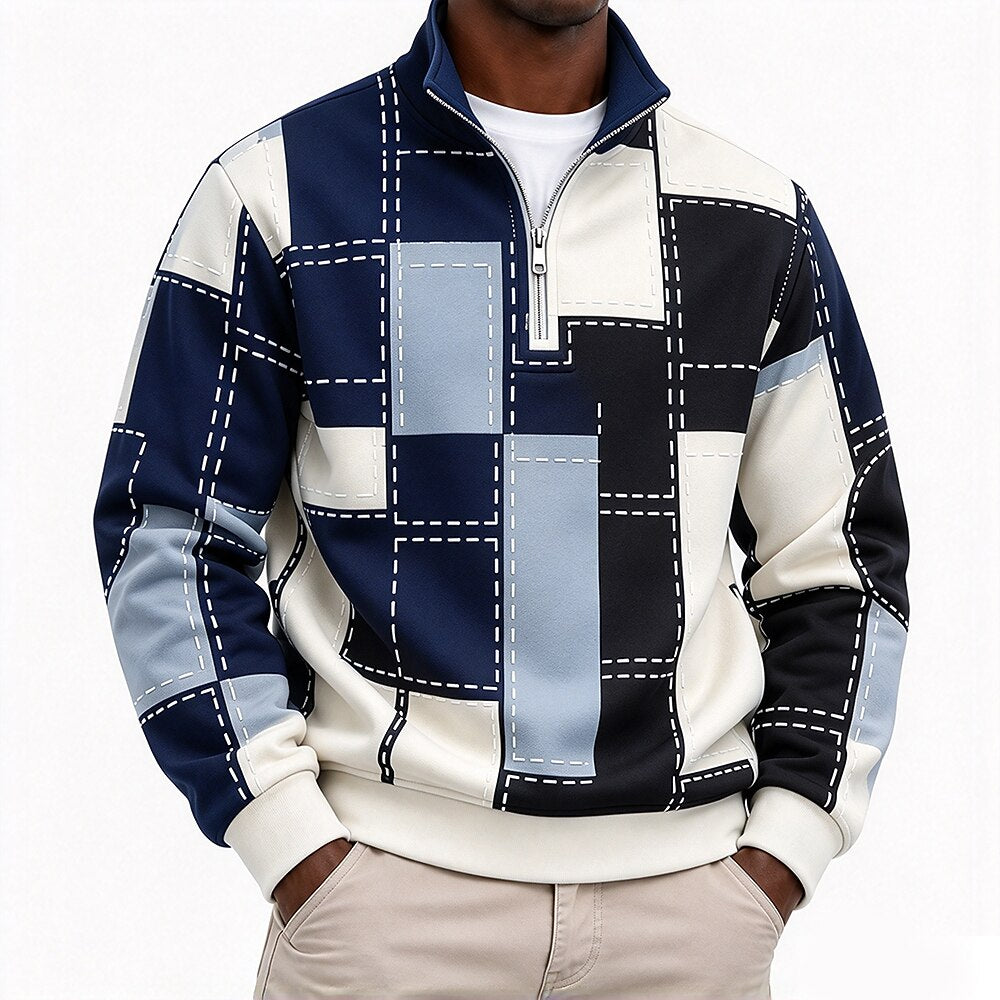Men's Plaid Half Zip Sweatshirt