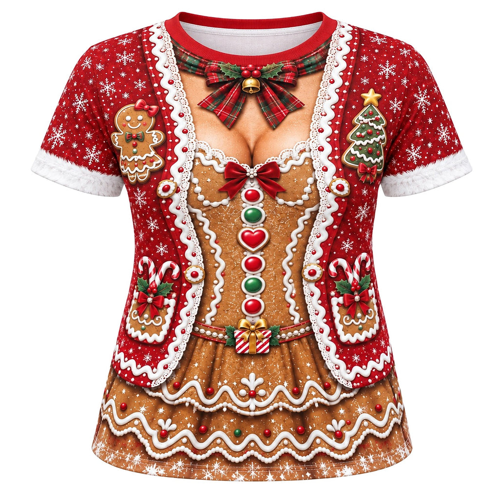 Christmas Gingerbread Man Funny Graphic T-Shirt