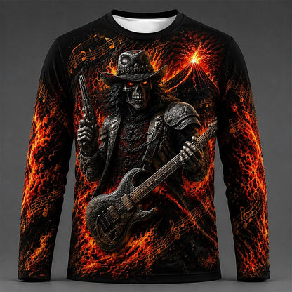 Men's Cool Skull Guitar Graphic Shirt
