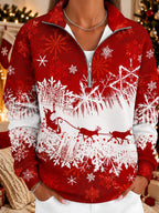 Women's Snowflake High Neck Zip Sweatshirt