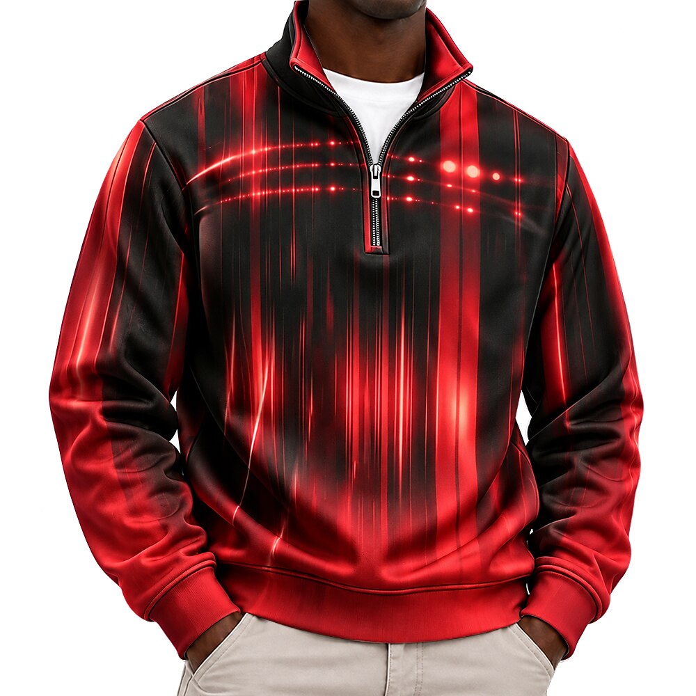 Vertical Striped Quarter Zip Sweatshirt