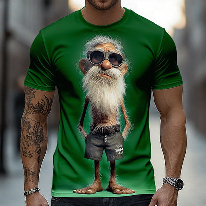 Men's Cool Grandpa Caricature Graphic Tee