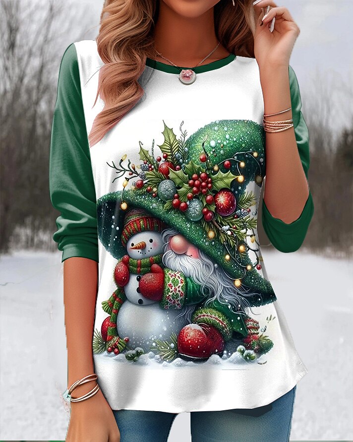 Women's Cute Snowman Christmas T-Shirt