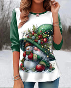 Women's Cute Snowman Christmas T-Shirt