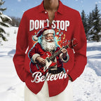 Santa Guitarist Christmas Button Up Shirt
