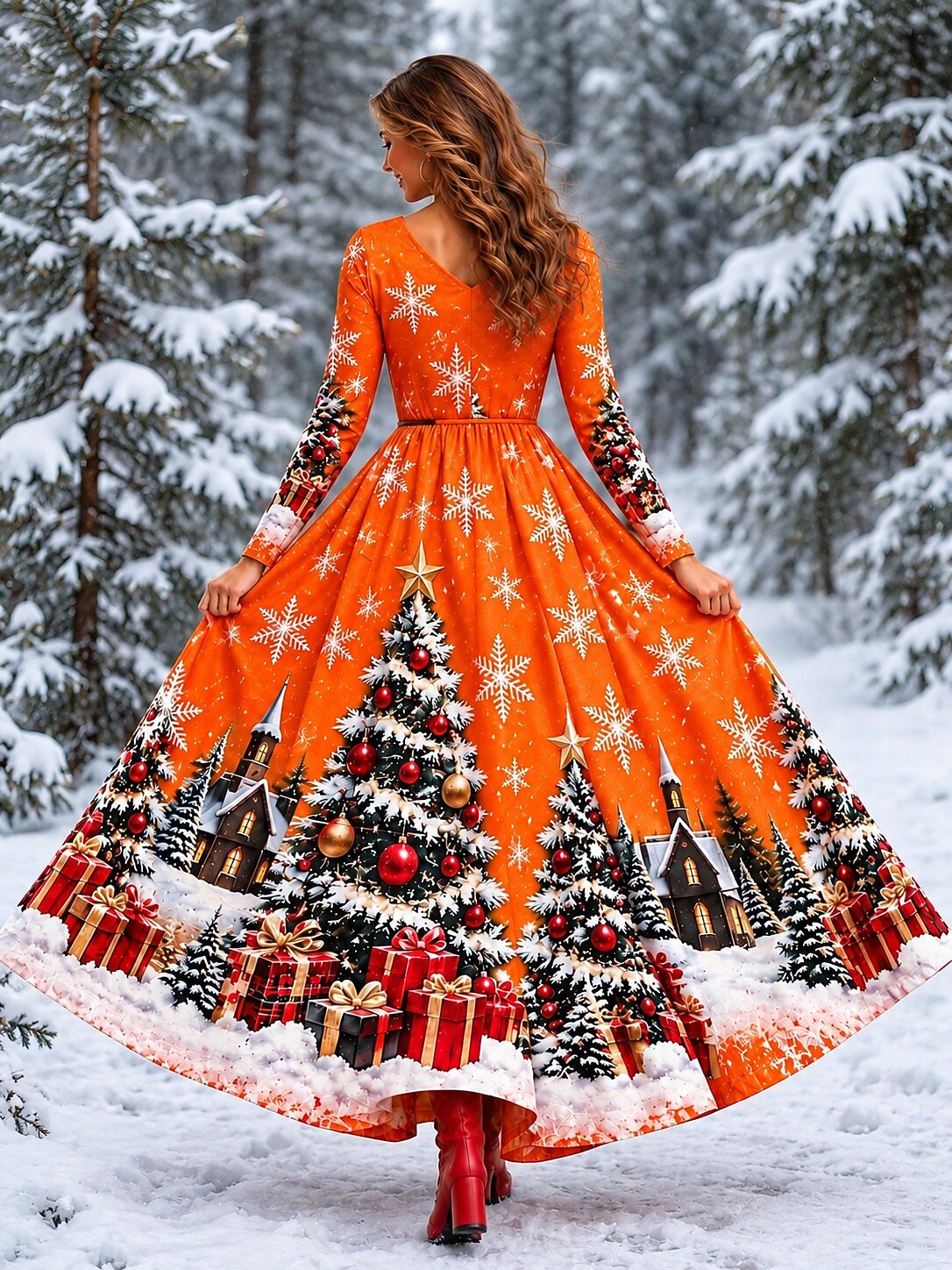 Women's Colorful Ombre Christmas Maxi Dress