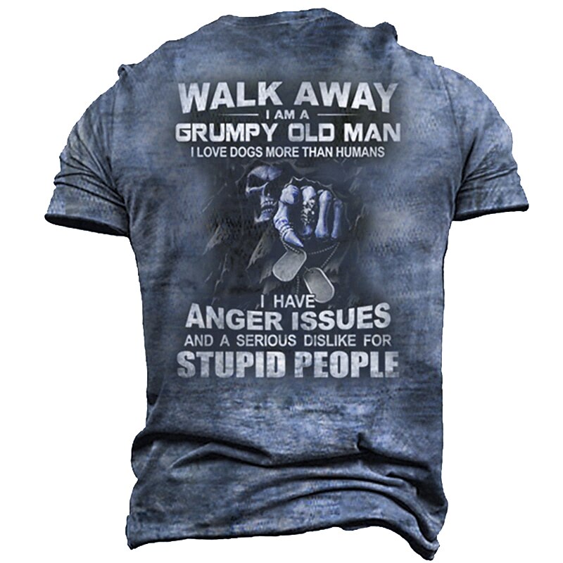 Men's Grumpy Skeleton Humor Graphic Tee