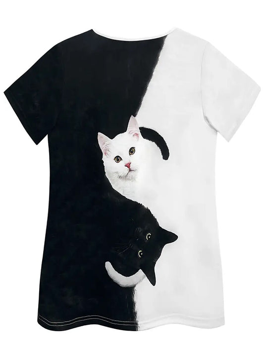 Women's Colorblock Cat V Neck Tee