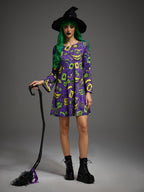 Women's Evil Jester Gothic Halloween Print Dress