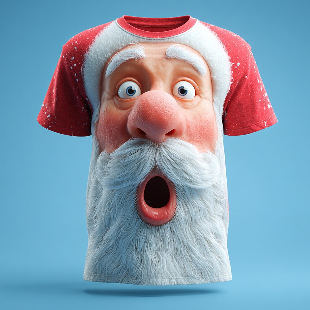 Funny Cartoon Santa Christmas Tee