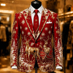 Men's White Reindeer Christmas Blazer