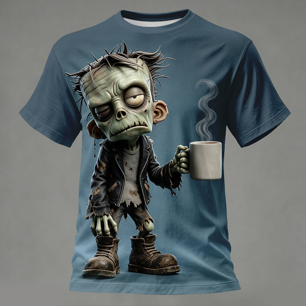 Men's Skull Zombie Graphic Casual T-Shirt