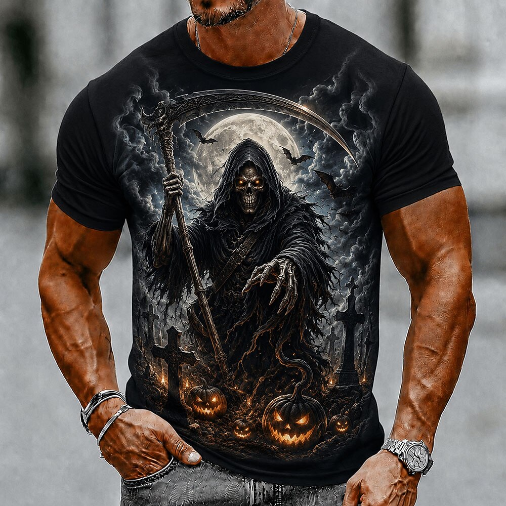 Men's Vintage Skull Graphic 3D Tee