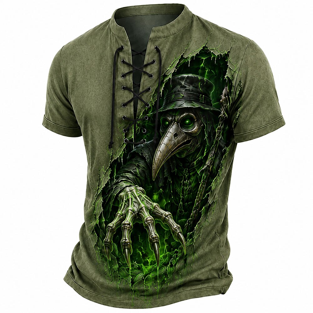 Men's Retro Grim Reaper Henley Tee