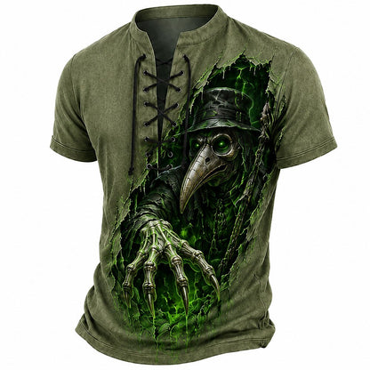 Men's Retro Grim Reaper Henley Tee