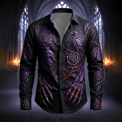 Men's Horror Skull Gothic Button Shirt