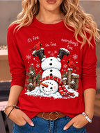 Snowman Graphic Christmas Long Sleeve Shirt