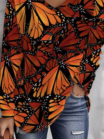 Women's Butterfly V Neck Graphic Tee