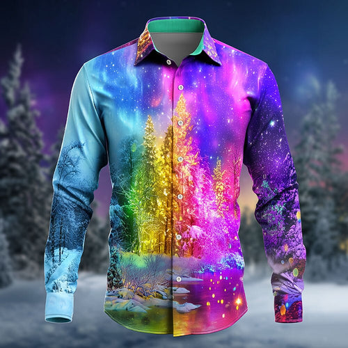 Christmas Tree Aurora Costume Button Shirt