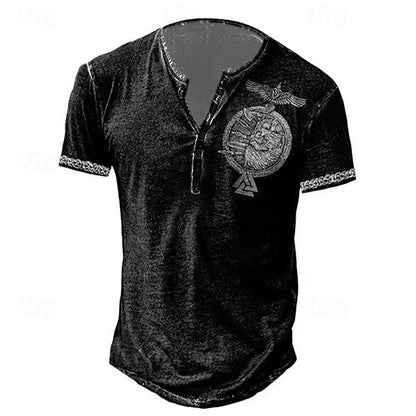 Men's Skull Eagle Halloween Henley