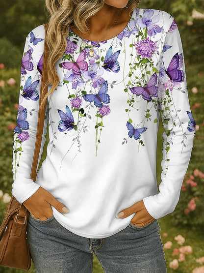 Women's Butterfly Garden Floral Graphic Tee