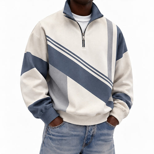 Men's Quarter Zip Geometric Sweatshirt