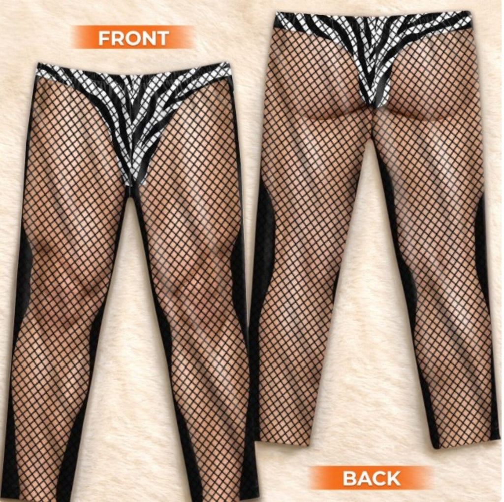 Fishnet Stockings Print Christmas Pajama Pants