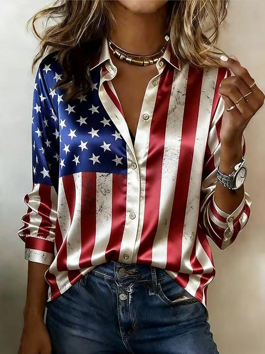 Women's Vintage Flag Long Sleeve Shirt