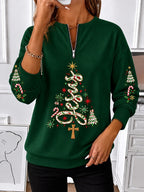 Women's Abstract Print Zip Up Sweatshirt