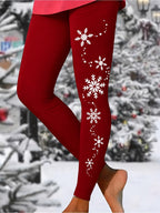 Snowman Snowflake Christmas Capri Leggings