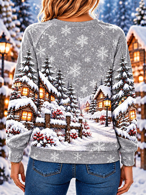 Snowman Graphic Christmas Crewneck Sweatshirt