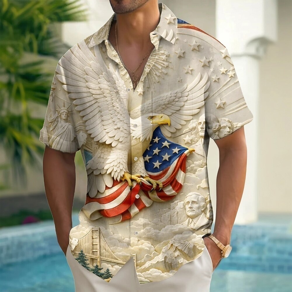 Men's Patriotic Eagle Short Sleeve Shirt