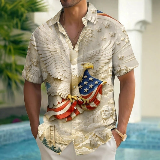 Men's Patriotic Eagle Short Sleeve Shirt