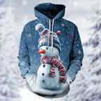 Snowman Christmas Casual Graphic Hoodie