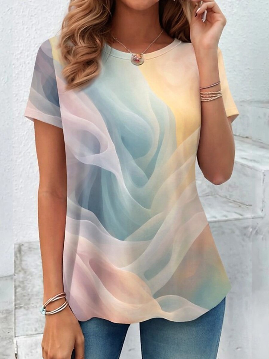 Women's Elegant Gradient Art Graphic Tee