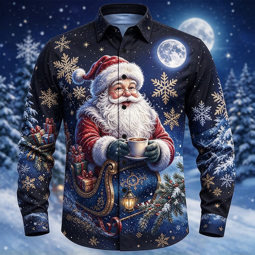 Men's Santa Claus Novelty Button Up Shirt