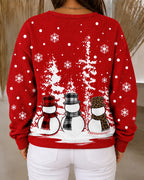 Santa Snowman Polka Dot Waffle Sweatshirt