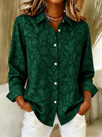 Women's Santa Christmas Tree Button Shirt