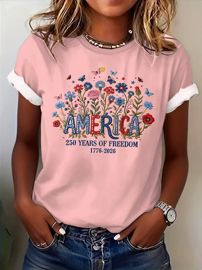 Women's Floral Flag Graphic Tee