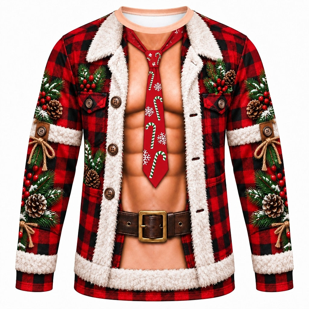 Christmas Casual Santa Graphic Crewneck Sweatshirt
