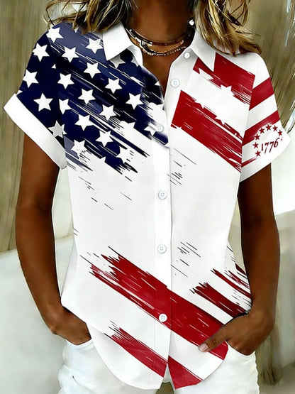 Women's Vintage Flag Short Sleeve Shirt