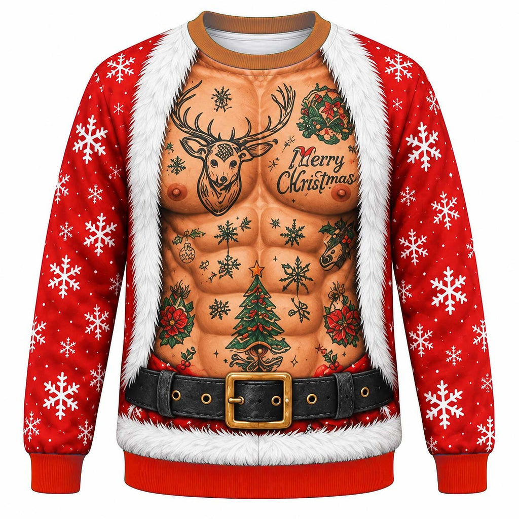 Christmas Beefcake Santa Funny Crewneck Sweatshirt