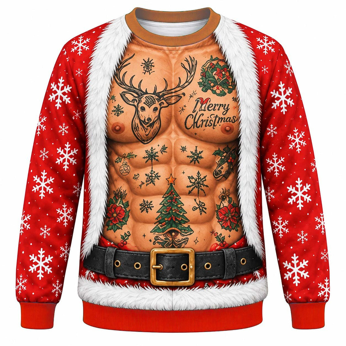 Christmas Beefcake Santa Funny Crewneck Sweatshirt