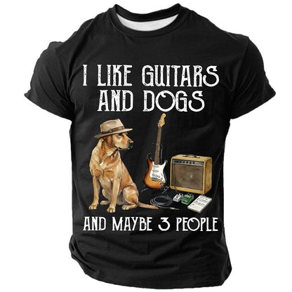 Men's Guitars Dogs Humor Graphic Tee