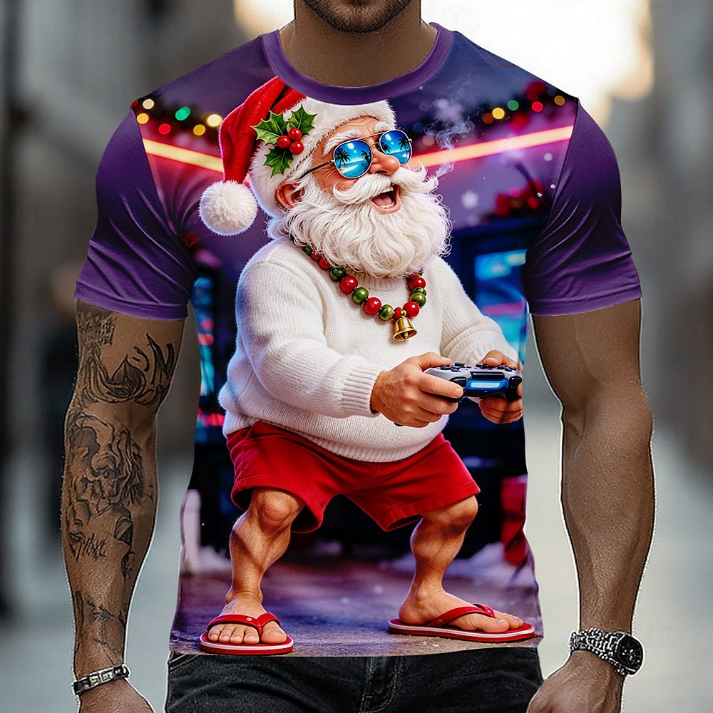Men's Santa Christmas Street Graphic Tee