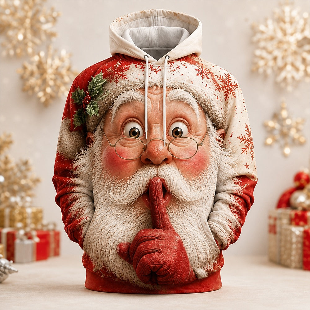Santa Christmas Exaggerated Casual Hoodie