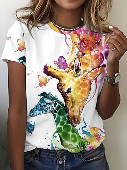 Women's Playful Giraffe Graphic Tee