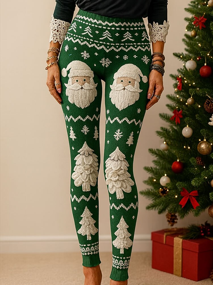 Santa Elk 3D Print Christmas Leggings